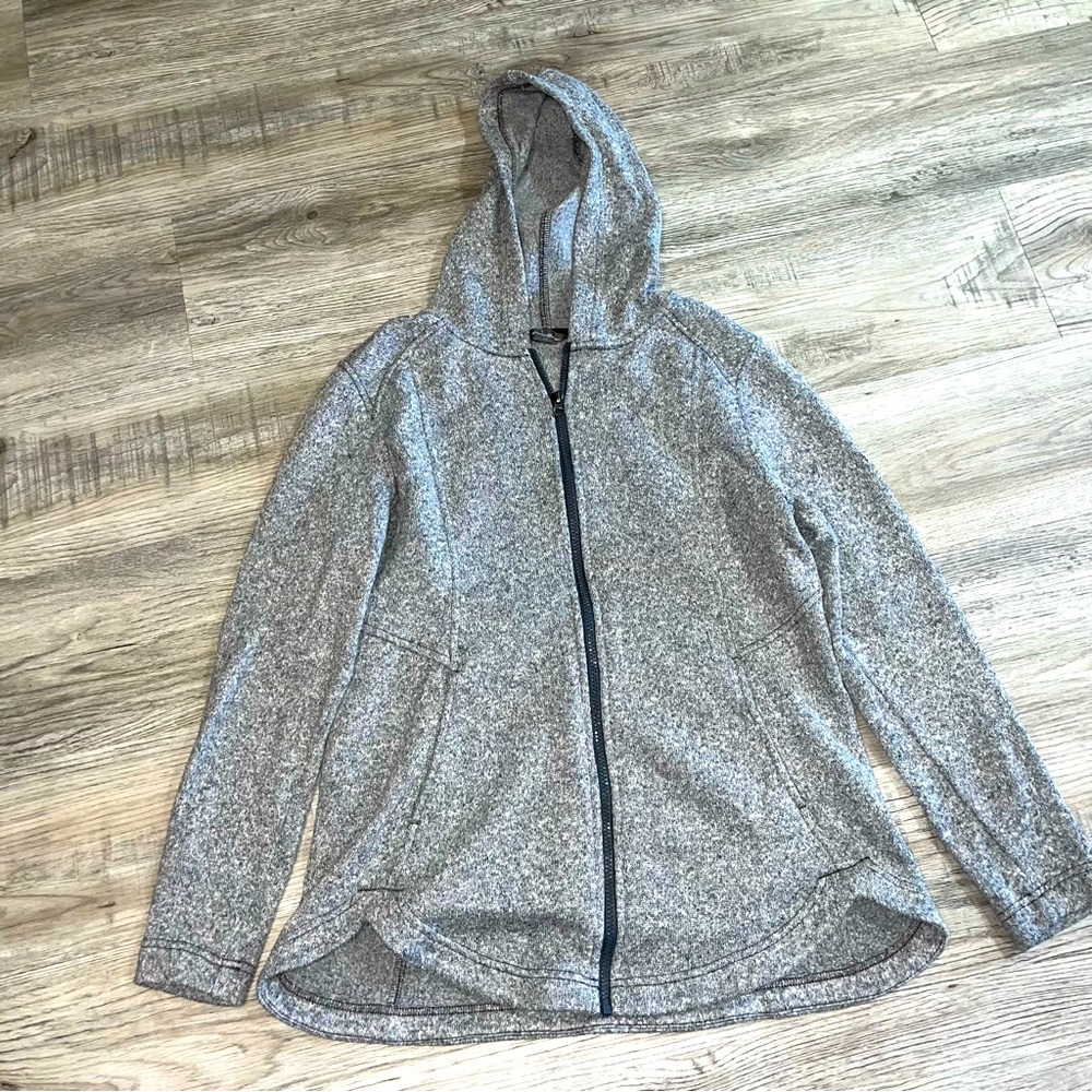 Eddie Bauer gray zip up knit jacket large